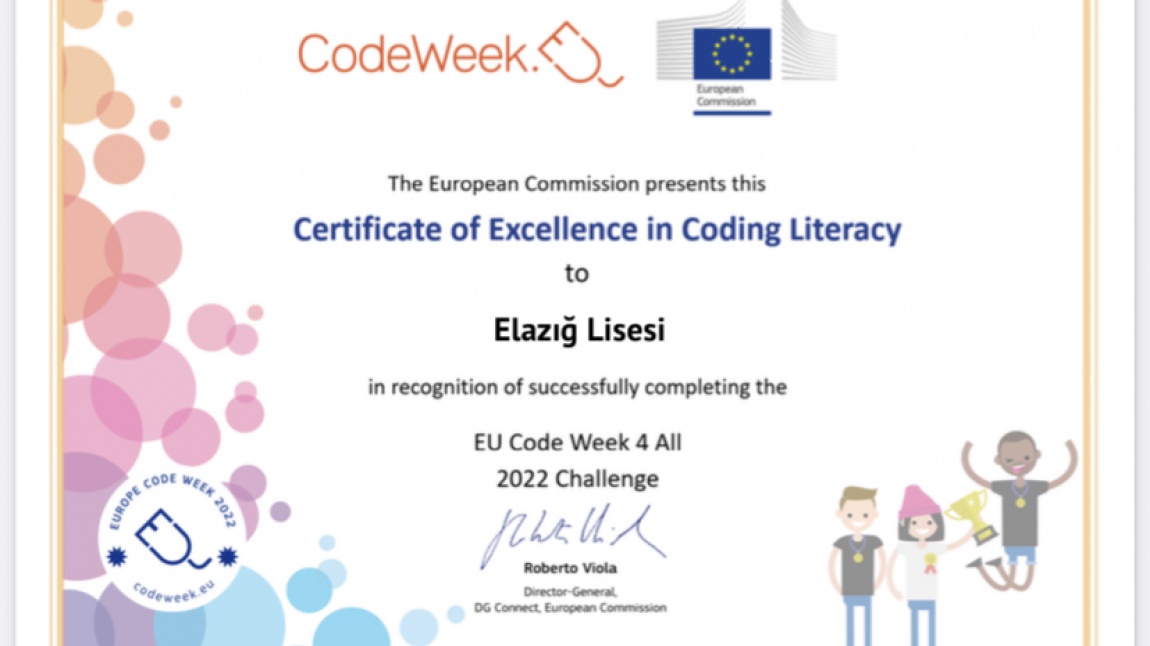 Codeweek Mükemmellik Sertifikası Almaya Hak Kazandık